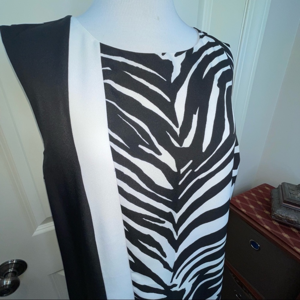 Neiman Marcus Dress Zebra Sleeveless Shift Dress Black White 12 — image 6 of 8